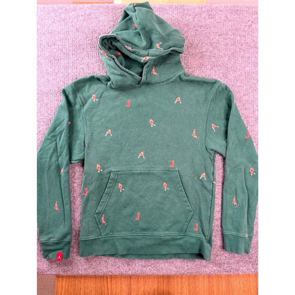 Jordan Mens XS Green Embroidered Jumpman Logo Fleece Pullover Hoodie Sweatshirt